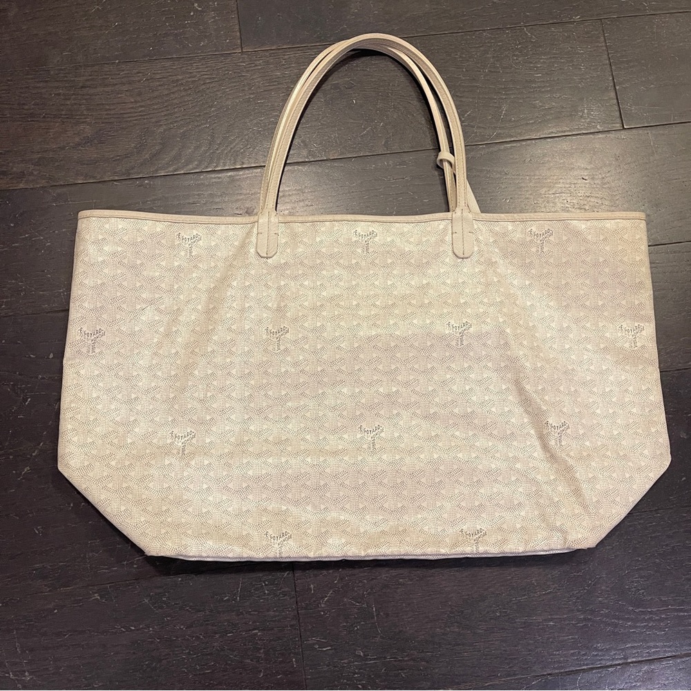 Goyard Large White Chevron Saint Louis GM canvas shoulder Tote bag with Pouch